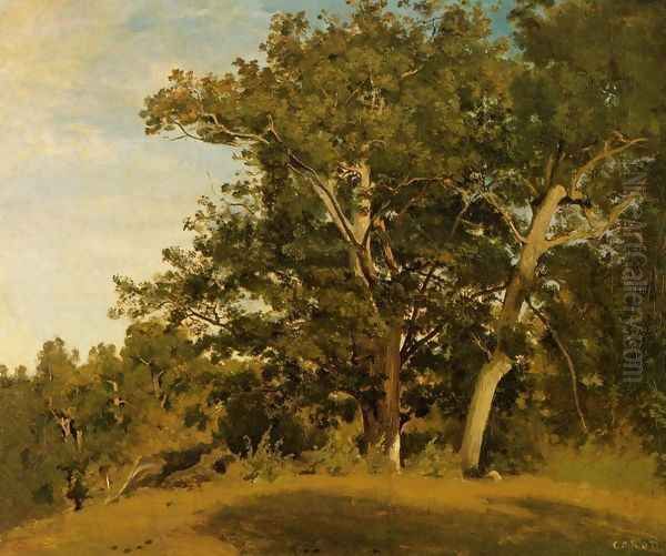 Fountainebleau - Aux Georges d'Apremont Oil Painting by Jean-Baptiste-Camille Corot