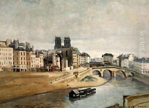 The Seine and the Quai des Orfevres, 1835 Oil Painting by Jean-Baptiste-Camille Corot