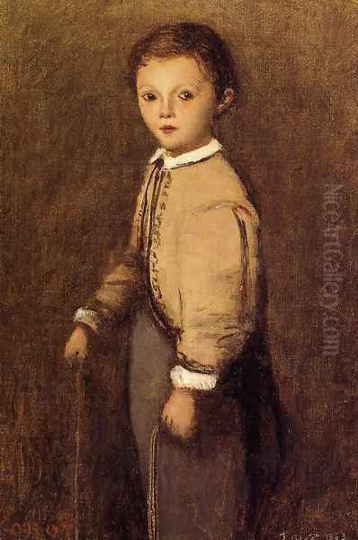 Fernand Corot, the Painter's Grand Nephew, at the Age of 4 and a Half Years Oil Painting by Jean-Baptiste-Camille Corot