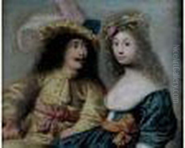 Portrait D'un Jeune Couple Oil Painting by Claude Deruet