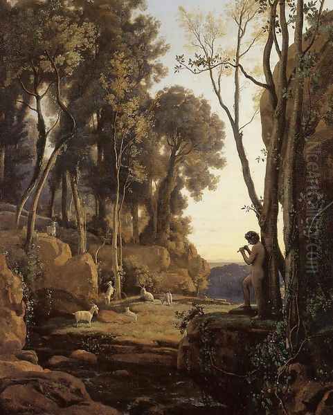 Landscape,Setting Sun Oil Painting by Jean-Baptiste-Camille Corot