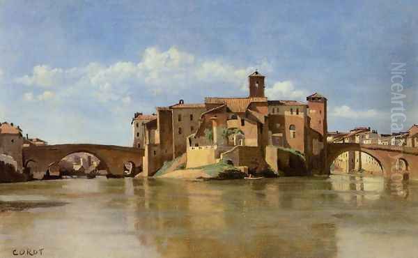 Rome - the Basilica of Constantine Oil Painting by Jean-Baptiste-Camille Corot