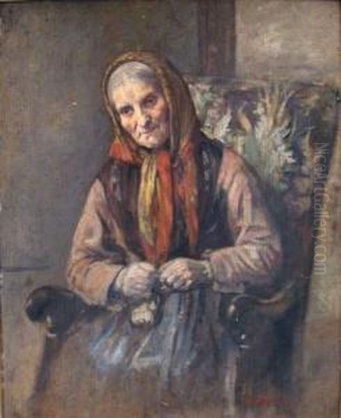 Femme Au Foulard Oil Painting by Marcellin Desboutin