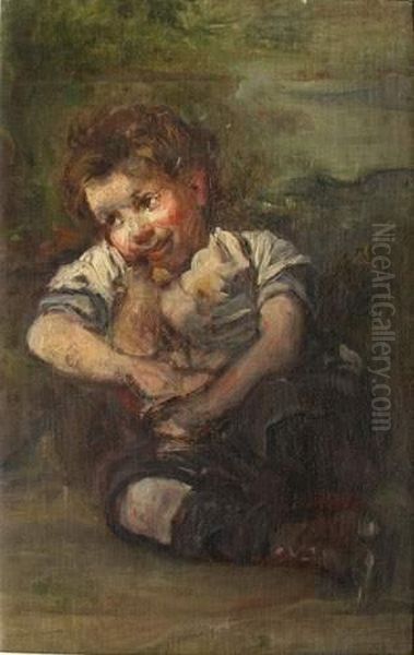 L'enfant Au Nounours Oil Painting by Marcellin Desboutin