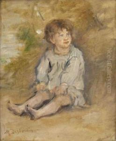 Portrait De J Desboutin, Enfant Oil Painting by Marcellin Desboutin