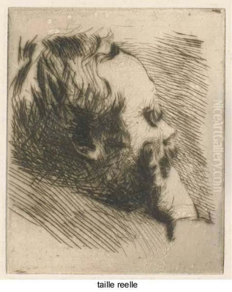 Degas En Buste, De Profil A Droite Oil Painting by Marcellin Desboutin