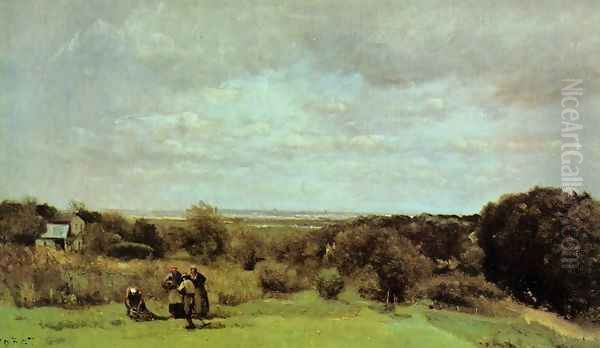 The Grape Harvest at Sevres Oil Painting by Jean-Baptiste-Camille Corot