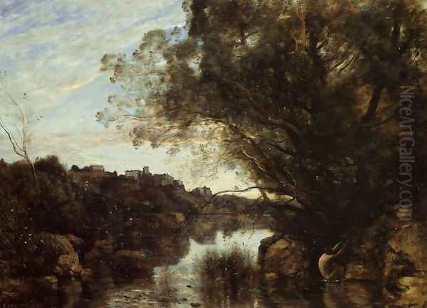 Souvenir of the Lake Nemi Region Oil Painting by Jean-Baptiste-Camille Corot