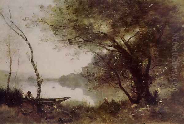 The Boatmen of Mortefontaine Oil Painting by Jean-Baptiste-Camille Corot