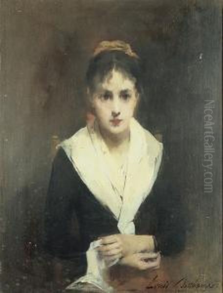 Portrait De Jeune Femme Oil Painting by Louis Henri Deschamps