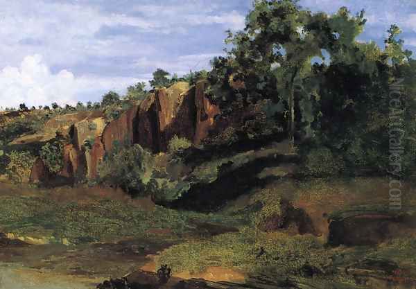 Rocks at Civita Castellana Oil Painting by Jean-Baptiste-Camille Corot