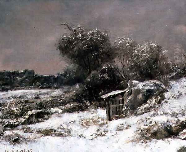 Winter Scene Oil Painting by Jean-Baptiste-Camille Corot