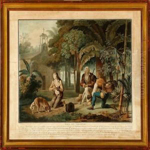 Paul Et Virginie Oil Painting by Charles-Melchior Descourtis