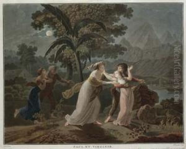 L'histoire De Paul Et Virginie Oil Painting by Charles-Melchior Descourtis