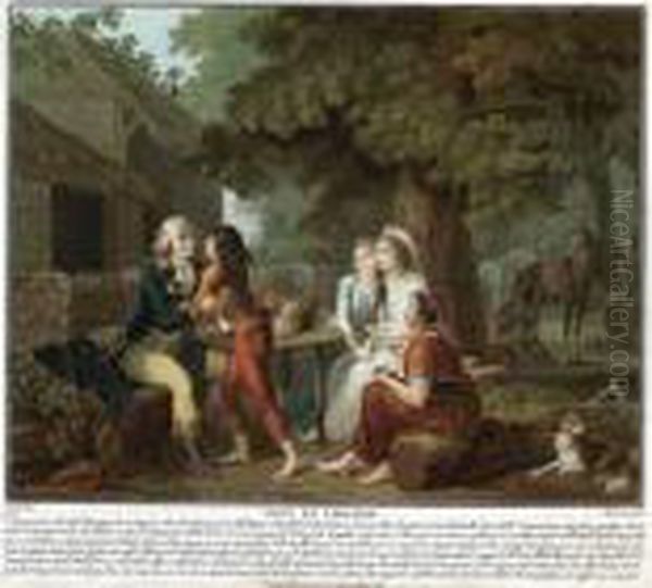 Paul Et Virginie Oil Painting by Charles-Melchior Descourtis