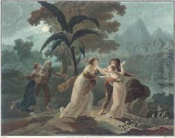 L'histoire De Paul Et Virginie Oil Painting by Charles-Melchior Descourtis