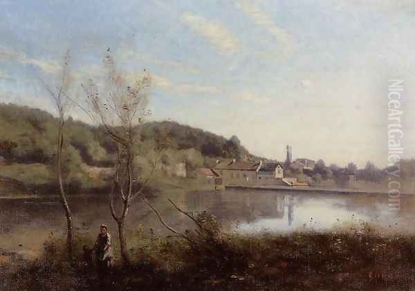 Ville d'Avray, the Large Pond and Villas Oil Painting by Jean-Baptiste-Camille Corot