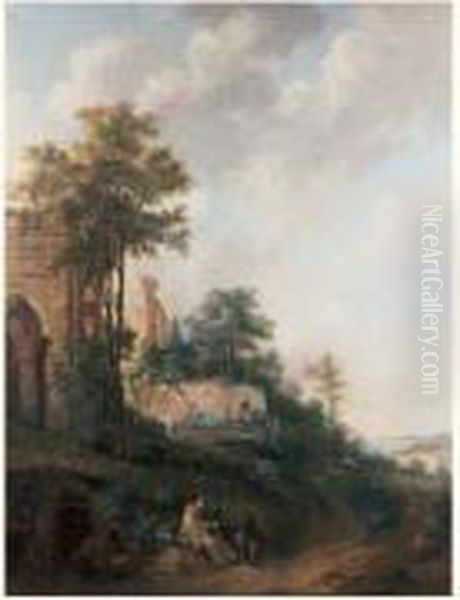 Chartreux Lisant Devant Les Ruines De L'abbaye De Micy Oil Painting by Aignan-Thomas Desfriches