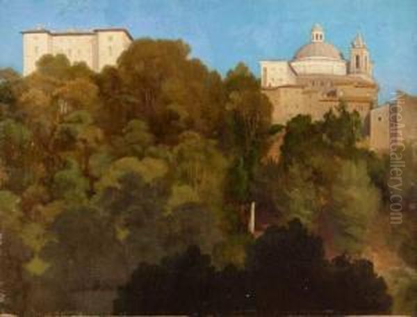 Vue D'ariccia Oil Painting by Alexandre Desgoffe