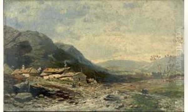 Paysage De Montagne Oil Painting by Charles-Felix-Edouard Deshayes