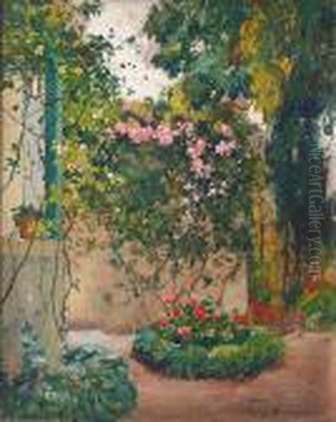 Un Jardin A Alger Oil Painting by Eugene Deshayes