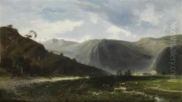 Paysage Presume De La Vallee De La Maurienne Oil Painting by Eugene Deshayes