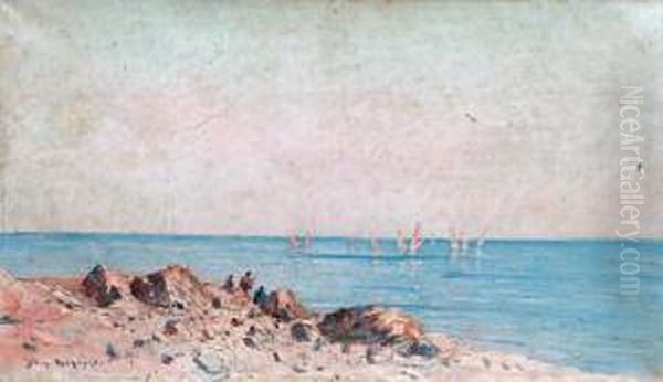 Pecheurs En Bord De Mer Oil Painting by Eugene Deshayes