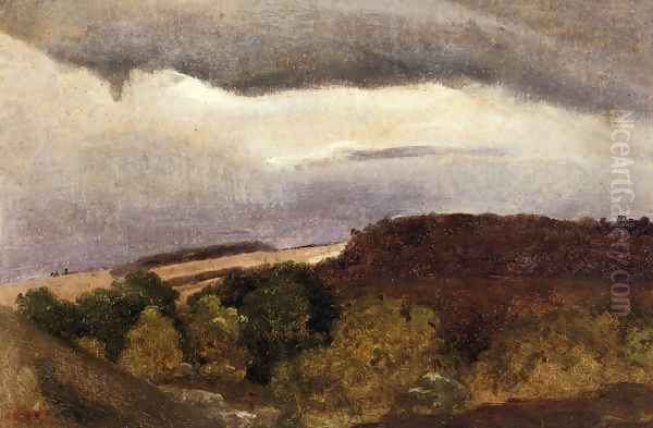 Wooded Plateau, Fountainebleau Oil Painting by Jean-Baptiste-Camille Corot