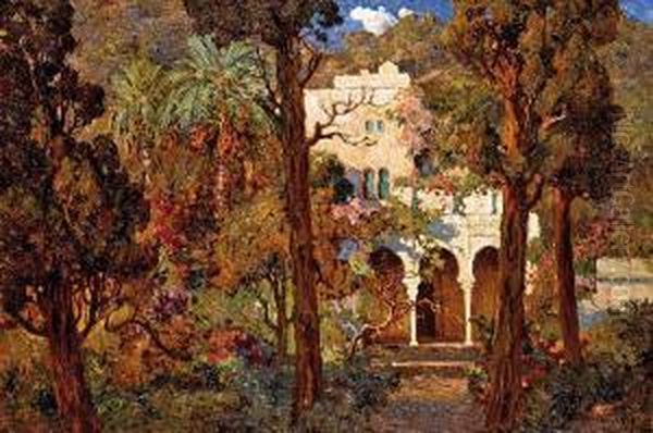 Villa Et Jardin D'alger Oil Painting by Eugene Deshayes