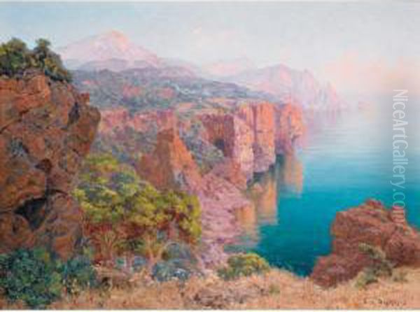 Corniche De La Cote Djidjellienne (algerie) Oil Painting by Eugene Deshayes