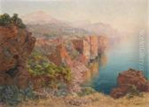 Rivage Aux Roches Rouges, Les Baleares Oil Painting by Eugene Deshayes