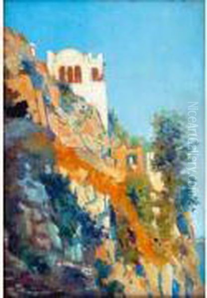 Villa Aux Environs D'alger Oil Painting by Eugene Deshayes