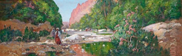 Les Gorges D'el-kantara Oil Painting by Eugene Francois Deshayes