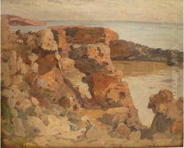 Calanques Oil Painting by Eugene Francois Deshayes