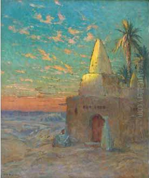 Dernier Rayon, Biskra Oil Painting by Eugene Francois Deshayes