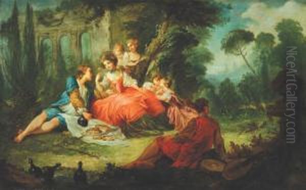 Fete Champetre Oil Painting by Jean-baptiste Deshays