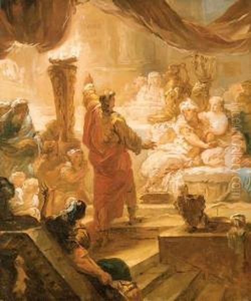 The Feast Of Belshazzar Oil Painting by Jean-baptiste Deshays