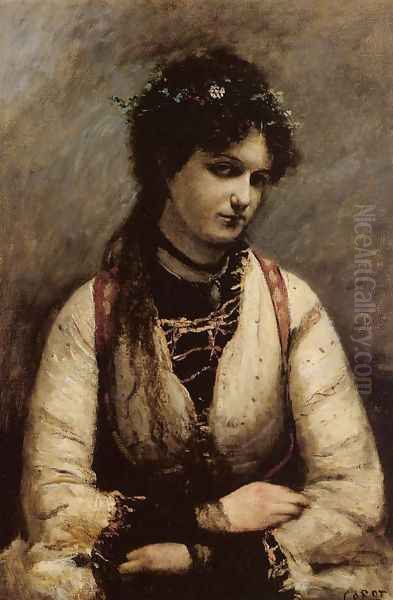 Mademoiselle de Foudras Oil Painting by Jean-Baptiste-Camille Corot