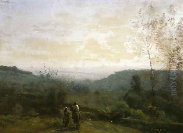 Morning, Fog Effect Oil Painting by Jean-Baptiste-Camille Corot