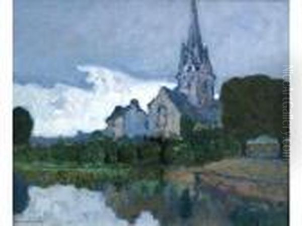 Chapelle En Bretagne Oil Painting by Louis Marie Desire-Lucas