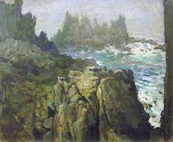 'l'ile De L'epouvante' Oil Painting by Louis Marie Desire-Lucas