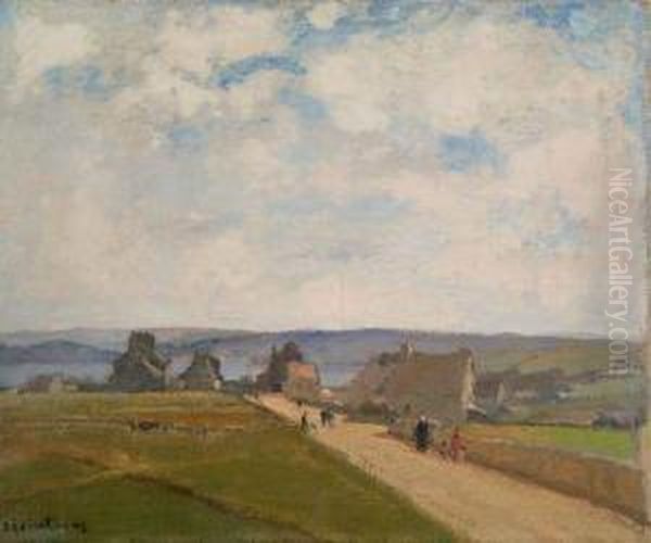 La Route De Tas De Pois, Finistere Oil Painting by Louis Marie Desire-Lucas