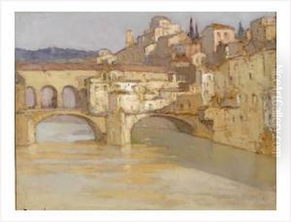 Le Ponte Vecchio A Florence by Louis Marie Desire-Lucas