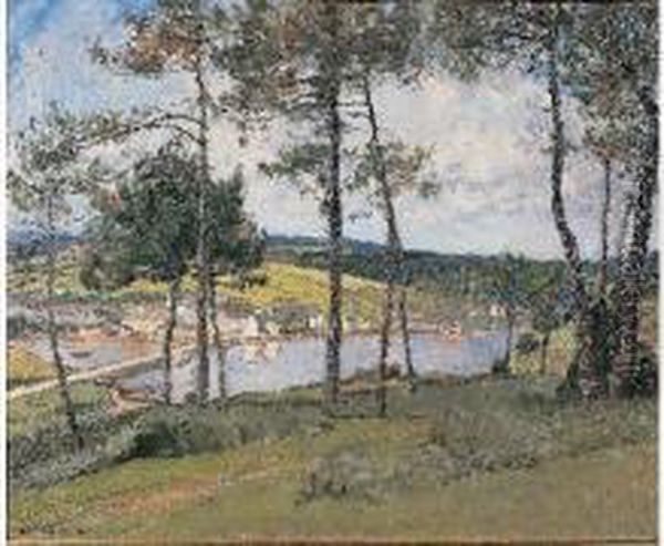 Village Breton Au Bord Du Fleuve Oil Painting by Louis Marie Desire-Lucas