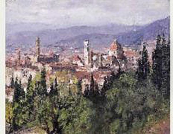 Vue De Florence Oil Painting by Louis Marie Desire-Lucas