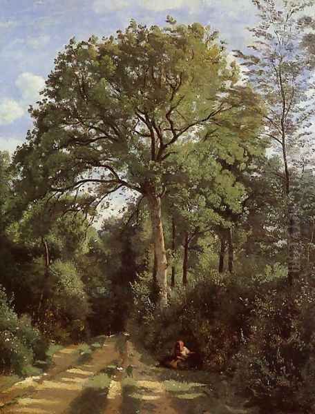 Ville d'Avray (Entrance to the Wood), c.1823-25 Oil Painting by Jean-Baptiste-Camille Corot