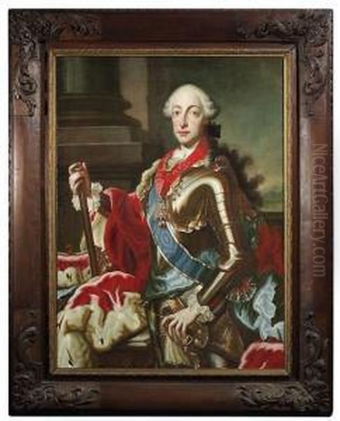 Portrait Of The Bavarian 
Archduke Max Iii. Joseph. Portrait Of His Spouse, The Bavarian 
Archduchess Maria Anna Of Saxonia. Three Quarter Length. A Pair. Baroque
 Frames. Oil/canvas/canvas.#provenance: Southern Germa Oil Painting by Georg Desmares