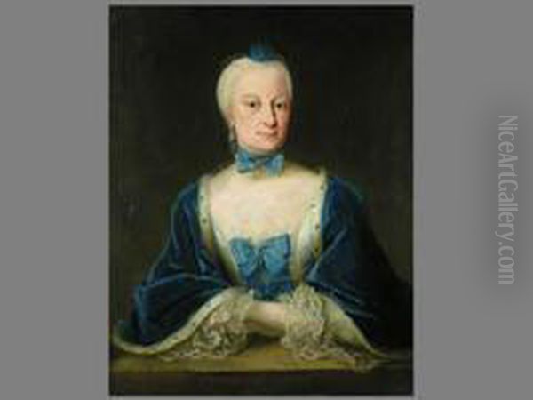 Portrait Einer Dame Mit Blauer Schleife Oil Painting by Georg Desmares