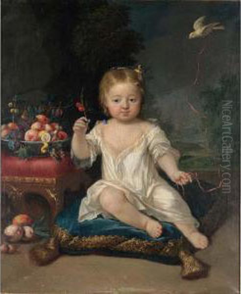 A Portrait Of Anna Maria, Grafin Von Holnstein Von Bayeren As A Child Oil Painting by Georg Desmares