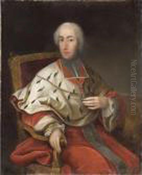 Portrait Of Cardinal Clement 
Augustus Von Wittelsbach, Archbishop Elector Of Cologne (1723-61) Oil Painting by Georg Desmares